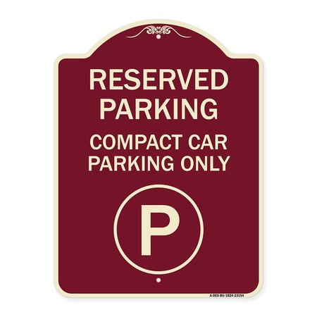 SIGNMISSION Reserved Parking Compact Car Parking Heavy-Gauge Aluminum Sign, 24" x 18", BU-1824-23154 A-DES-BU-1824-23154